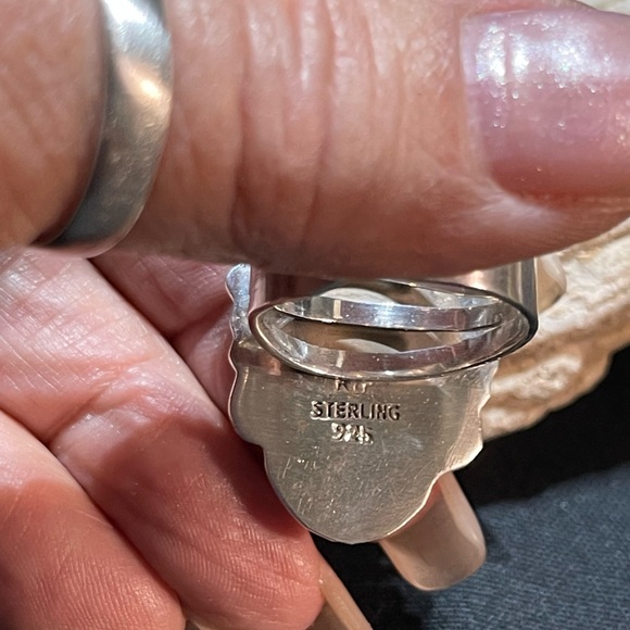 SOLD……Kingman Turquoise Adjustable Sterling Ring - Picture 6 of 6